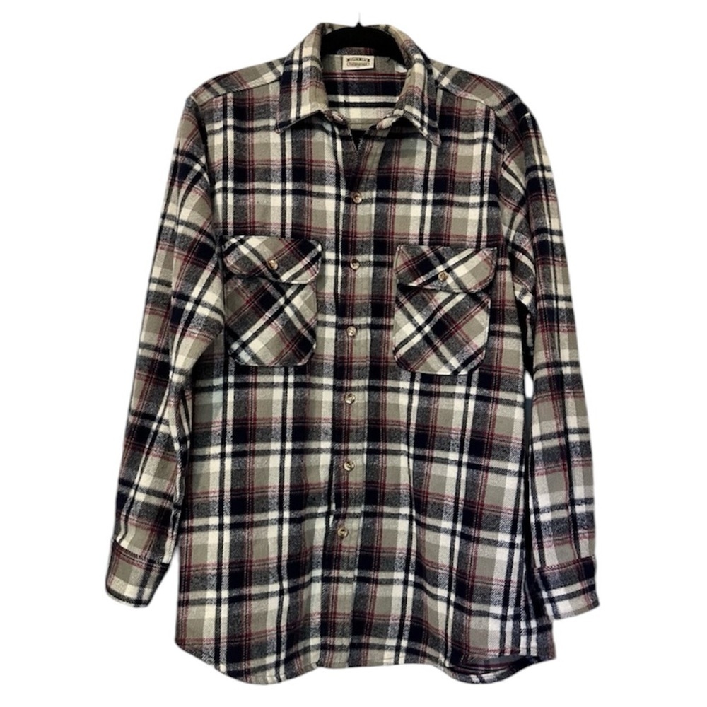 Five Brother Vintage Plaid Flannel Button Down Shirt Shacket